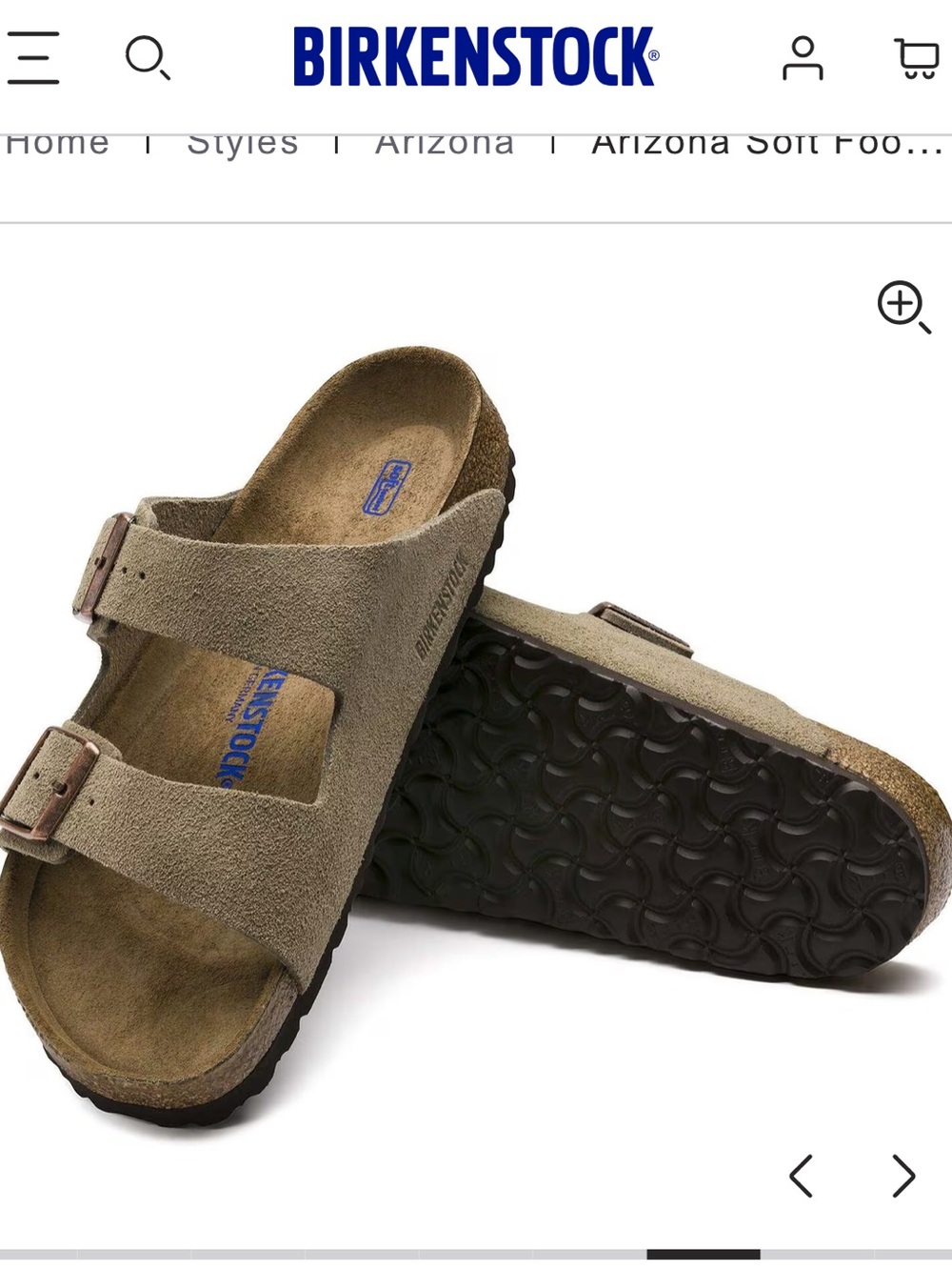 Birkenstock Arizona Soft Footbed Sandal in Taupe Suede